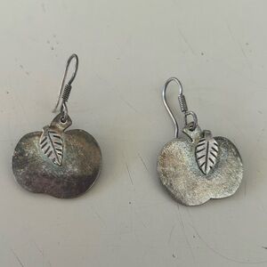 Vintage Sterling Silver Apple Shaped Earrings